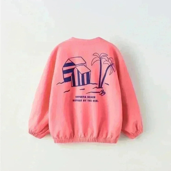Zara Kids Lightweight Sweater Cardigan Coral Jacket Size 1-2 - Picture 2 of 8